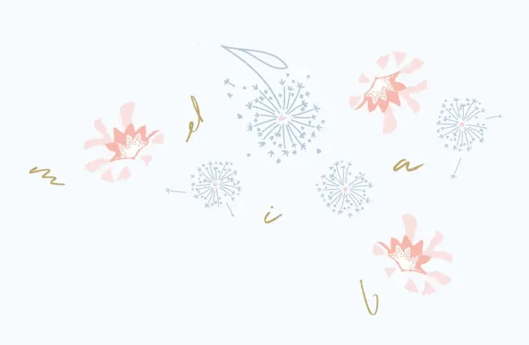 Illustration, dessin montrant des ipomée avec des lettres