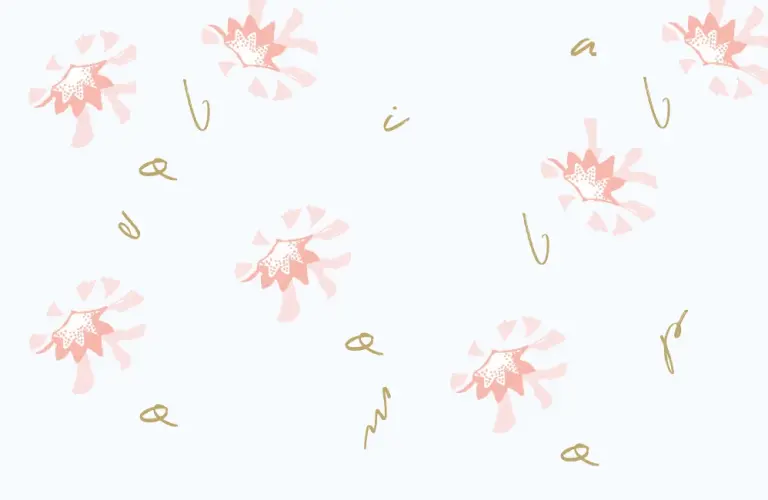 Illustration, dessin montrant des ipomée, des fleurs avec des lettres